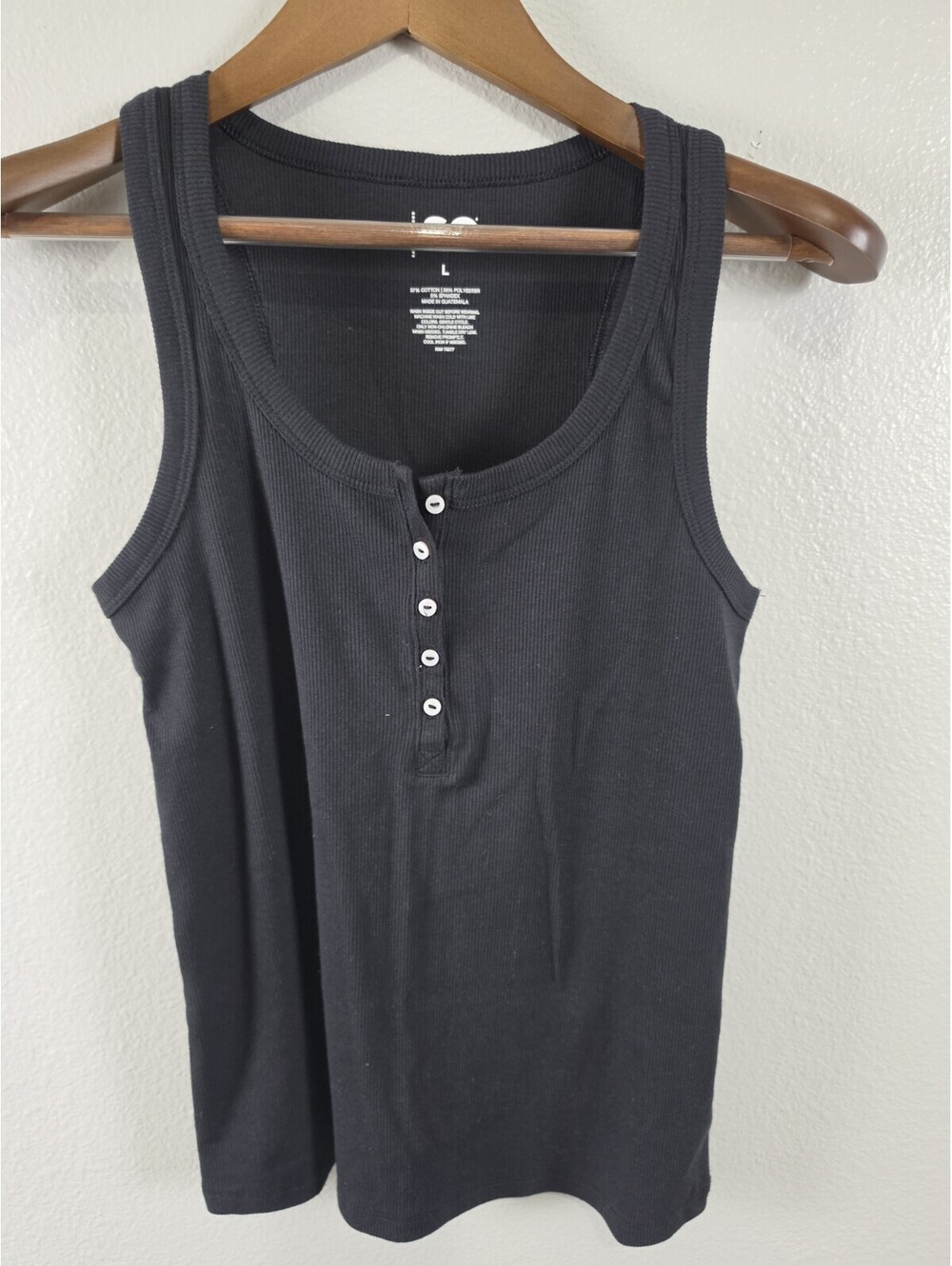 Womens SO Large Black Button Up Tank Top Shirt Sleeveless